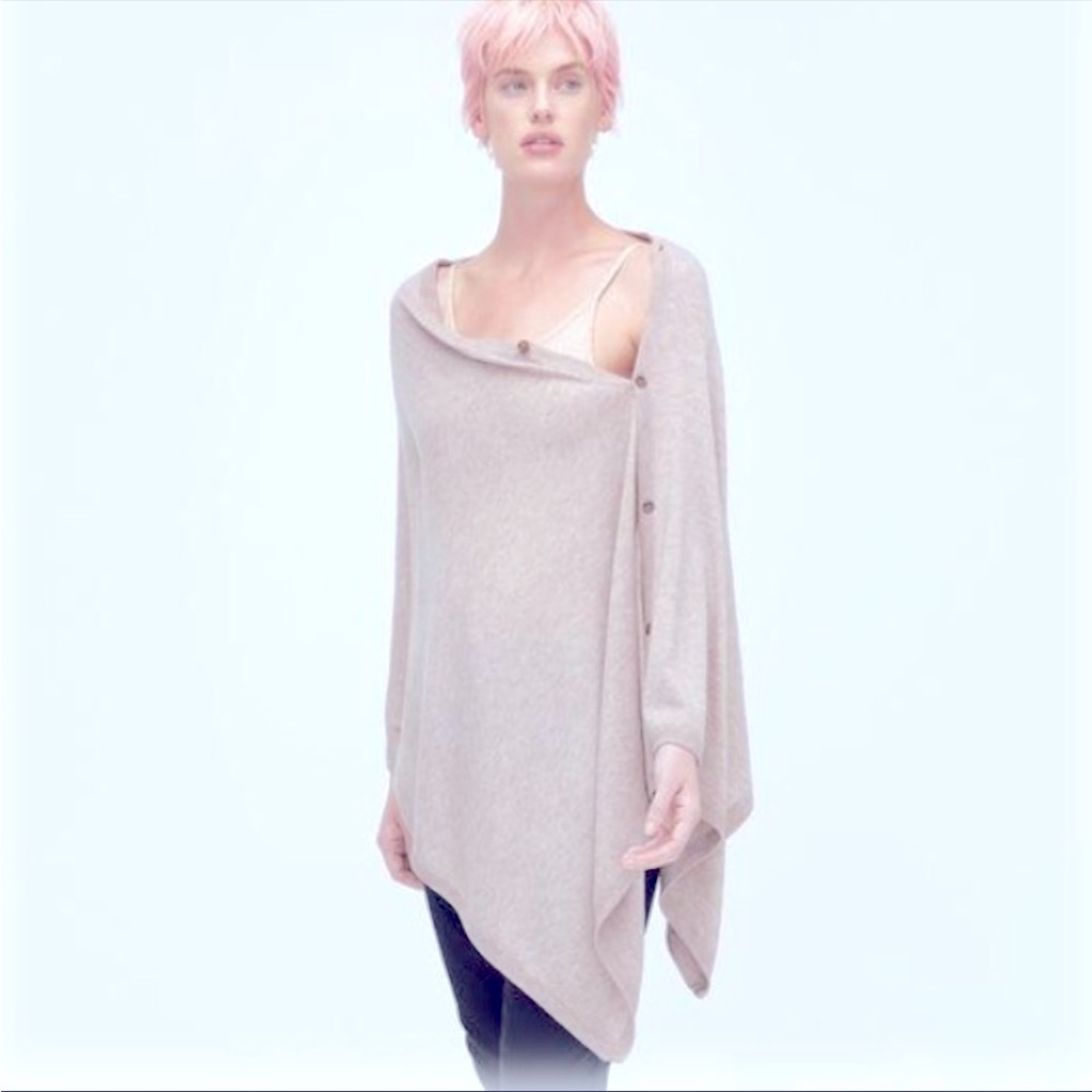 New no tag UGG Merino Wool Button Poncho OS